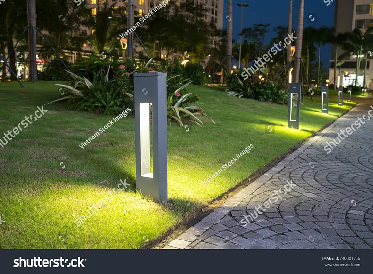 Garden glowing decoration light in the park at night